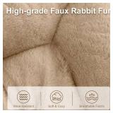 Comfy Saucer Chair for Adults, Foldable Living Room Chairs, Soft Faux Fur Lounge Chair for Bedroom, Reading Chairs, X-Large (Ottoman-Beige)