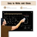 Black Glass 3-1 Monthly Dry Erase Calendar Whiteboard for Wall,24"x 36",Frameless Mounting,Office/School/Home, Frameless Large Planner White Board