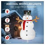 5ft Lighted Pop-up Snowman Outdoor Christmas Lawn Decor, 60" Large 3D Snowman Holiday Decoration with White 200 LEDs for Lawn, Yard, Garden