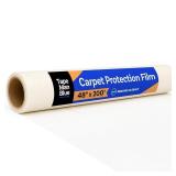 TapeManBlue Carpet Protection Film, 48 inch x 200 feet, Made in The USA, Strong and Durable Plastic Carpet Protector with Easy Unwind and Clean Removal, Clear Self-Adhesive Surface Protective Film