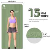 Gruper Yoga Mat Non Slip NBR Extra Thick Yoga Mat, 72"L x 32"/24"W x 0.6"/0.4"TH (185cm x 80cm/61cm x 15mm/10mm), Anti-Tear Exercise Mat with Carrying Strap and Bag, Workout Mats for Yoga, Pilates