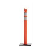2 Pack Crowd Control Warehouse Orange 45" Delineator Post with Base, 3" Reflective Collars, 10lb Rubber Base, Impact-Resistant LDPE (Low-Density Polyethylene) Parking Cones, Road Cones, Traffic Barrie