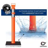 2 Pack Crowd Control Warehouse Orange 45" Delineator Post with Base, 3" Reflective Collars, 10lb Rubber Base, Impact-Resistant LDPE (Low-Density Polyethylene) Parking Cones, Road Cones, Traffic Barrie