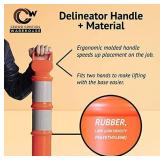 2 Pack Crowd Control Warehouse Orange 45" Delineator Post with Base, 3" Reflective Collars, 10lb Rubber Base, Impact-Resistant LDPE (Low-Density Polyethylene) Parking Cones, Road Cones, Traffic Barrie
