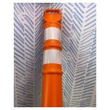 2 Pack Crowd Control Warehouse Orange 45" Delineator Post with Base, 3" Reflective Collars, 10lb Rubber Base, Impact-Resistant LDPE (Low-Density Polyethylene) Parking Cones, Road Cones, Traffic Barrie