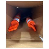 2 Pack Crowd Control Warehouse Orange 45" Delineator Post with Base, 3" Reflective Collars, 10lb Rubber Base, Impact-Resistant LDPE (Low-Density Polyethylene) Parking Cones, Road Cones, Traffic Barrie