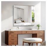 Retails for $110! KOCUUY Beveled Mirror, 30x30 Inch Square Frameless Bathroom Mirror for Over Sink, Upgraded Shatterproof Beveled Unframed Design Mirror for Bathroom, Bedroom, Entryway, Hang Horizonta