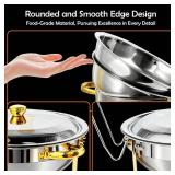 Retails for $122! ALSO GO Round Chafing Dishes for Buffet 4 Pack, 6QT Chafing Dishes Buffet Set Gold, Catering Food Warmer for Parties Buffet with Full Size Chafing Pans, Stainless Steel Warming Trays
