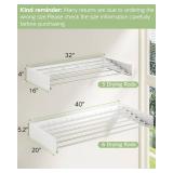 Wall Mounted Clothes Drying Rack 40 inches, Foldable Wall Mount Laundry Rack Folding Indoor, Drying Rack Clothing Collapsible, Hidden Space Saver with Wall Template, 6 Rods, White