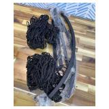 2 Set Wall Hay Feeder with Net Corner Hay Rack Black Corner Hay Feeder Frame with Slow Feed Hay Net for Horses Goat