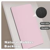 Pink Bath Mat, Bathroom Rugs Non Slip Washable Thin Absorbent Quick Dry Bath Mat Fits Under Door Bathroom Floor Mat Perfect for Bath, Shower, or Sink 16"x24" Pink