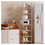 Finnhomy Heavy Duty 8 Tier Wire Shelving with Wheels 18x18x72.8-inches 8 Shelves Storage Rack Thicken Steel Tube, Pantry Shelves for Storage, Adjustable Shelving Unit, NSF Certified, Chrome