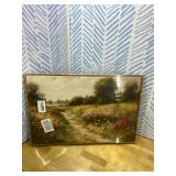 OIQArtOIQ Vintage Landscape Canvas Wall Art Framed Natural Scenery Painting Artwork Prints France Country Wilderness Farmhouse Decor Pictures Kitchen Bedroom Living Room Bathroom