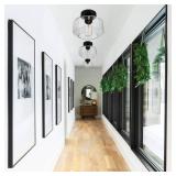 MAXvolador Industrial Semi Flush Mount Ceiling Light, Clear Glass Pendant Lamp Shade, Farmhouse Lighting for Hallway, Vintage Hanging Light Fixtures