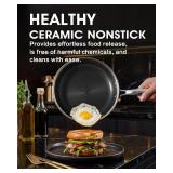 10 Inch Non Stick Frying Pan with Lid, Hybrid Nonstick Stainless Steel Skillet Pan with Stay-cooling Handle, PFOA Free Non Toxic Dishwash & Oven Safe Kithchen Cookware Set Compatible All Cooktops