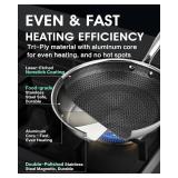 10 Inch Non Stick Frying Pan with Lid, Hybrid Nonstick Stainless Steel Skillet Pan with Stay-cooling Handle, PFOA Free Non Toxic Dishwash & Oven Safe Kithchen Cookware Set Compatible All Cooktops