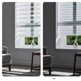 Persilux Cordless Zebra Blinds for Windows (45" W X 64" H, White) Free-Stop Roller Windows Shades Dual Layer Light Control for Day and Night, Light Filtering Sheer Shades for Home, Easy to Install