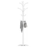 HOMEFORT Coat Rack Stand, Freestanding Coat Tree with Natural Marble Base, Metal Hall Tree with 12 Hooks for Hanging Hat, Clothes, Bag, Entryway Storage Organizer, White