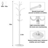 HOMEFORT Coat Rack Stand, Freestanding Coat Tree with Natural Marble Base, Metal Hall Tree with 12 Hooks for Hanging Hat, Clothes, Bag, Entryway Storage Organizer, White