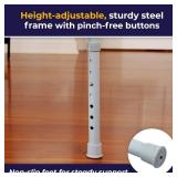 Drive Medical 11148-1 Folding Steel Bedside Commode Chair, Portable Toilet, Supports Individuals Weighing Up To 350 Lbs, with 7.5 Qt. Bucket and 13.5 Inch Seat, Grey