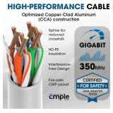 Retails for $109! Cmple - Cat5e Plenum Cable 1000ft, CMP, White, 350MHz Gigabit Ethernet Solid Network Internet Bulk UTP