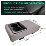 Car Center Console Armrest Pillow, Memory Foam Auto Armrest Box Cover with Cup Holder & Phone Holder, Waterproof Leather Arm Rest Protector Cushion, Interior Car Accessories (Gray)