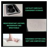 Car Center Console Armrest Pillow, Memory Foam Auto Armrest Box Cover with Cup Holder & Phone Holder, Waterproof Leather Arm Rest Protector Cushion, Interior Car Accessories (Gray)