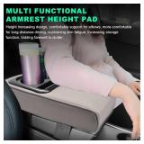 Car Center Console Armrest Pillow, Memory Foam Auto Armrest Box Cover with Cup Holder & Phone Holder, Waterproof Leather Arm Rest Protector Cushion, Interior Car Accessories (Gray)