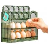 Egg Holder For Fridge, Egg Tray for Refrigerator, Egg Storage for Refrigerator for 30 Eggs, Automatic Flip Egg Storage Tray with Timers, Special Egg Holder Countertop Solution