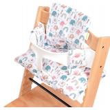 Waterproof & Extra Padded Soft Dining Chair Seat Cushion, Wipe Clean Cushion for Stokke Tripp Trapp High Chair, 18" L x 11" W, Compatible & Convertible Design (Colorful Elephants)