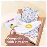 Waterproof & Extra Padded Soft Dining Chair Seat Cushion, Wipe Clean Cushion for Stokke Tripp Trapp High Chair, 18" L x 11" W, Compatible & Convertible Design (Colorful Elephants)