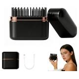 Cordless Mini Hair Straightener Brush - Rechargeable Battery-Powered, Portable Small Straightening Comb with LCD 3 Temperature Settings for Travel,RV, Outdoor