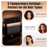 Cordless Mini Hair Straightener Brush - Rechargeable Battery-Powered, Portable Small Straightening Comb with LCD 3 Temperature Settings for Travel,RV, Outdoor
