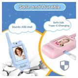 Walkie Talkies for Kids Pack of 2, Rechargeable Long Range Two Way Radios Toys for Boys Girls Age 3-5, Outdoor Adventure Camping Hiking, Birthday with Pink Blue Design