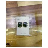 M.DUN- Round Edges Rectangle Shape Studs Earring. Abalone Amber Turquoise Resin Stone Design, 18k Real Gold Plated Bezel, Hypoallergenic Gorgeous Gift for Women