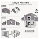 Retails for $310! Large Chicken Coop - Unique Folding Design for Easy to Set Up - Chicken House for Outdoor with Two Nesting Box, Leakproof Pull-on Tray, and UV-Resistant Roof Panel