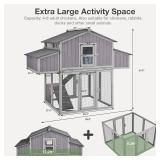 Retails for $310! Large Chicken Coop - Unique Folding Design for Easy to Set Up - Chicken House for Outdoor with Two Nesting Box, Leakproof Pull-on Tray, and UV-Resistant Roof Panel