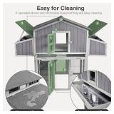 Retails for $310! Large Chicken Coop - Unique Folding Design for Easy to Set Up - Chicken House for Outdoor with Two Nesting Box, Leakproof Pull-on Tray, and UV-Resistant Roof Panel