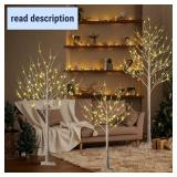 LIGHTSHARE LED Birch Tree Light Set - 4ft, 6ft, 8ft Trees with Warm White Lights - Indoor Outdoor Christmas Wedding Party Decorations (3-Pack)