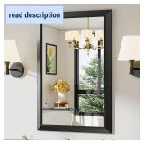 24x36 Inch Black Bathroom Mirror for Wall, Thick Metal Framed Rectangle Mirrors for Over Sink, Bedroom, Living Room, Entryway, Anti-Rust, HD Tempered Glass