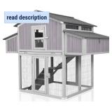 Retails for $310! Large Chicken Coop - Unique Folding Design for Easy to Set Up - Chicken House for Outdoor with Two Nesting Box, Leakproof Pull-on Tray, and UV-Resistant Roof Panel