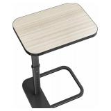 Driftwood Grey TV Tray Table, Adjustable Height & Rounded Metal Corners, Snack Table for Couch, Sofa, Bed, Chair, Living Room, C Shaped End Side Table for Eating, Dinner or Laptop, Small Spaces