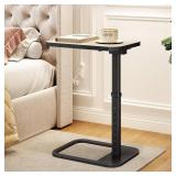 Driftwood Grey TV Tray Table, Adjustable Height & Rounded Metal Corners, Snack Table for Couch, Sofa, Bed, Chair, Living Room, C Shaped End Side Table for Eating, Dinner or Laptop, Small Spaces
