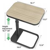 Driftwood Grey TV Tray Table, Adjustable Height & Rounded Metal Corners, Snack Table for Couch, Sofa, Bed, Chair, Living Room, C Shaped End Side Table for Eating, Dinner or Laptop, Small Spaces