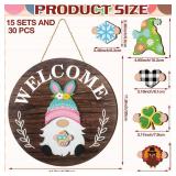 Interchangeable Wooden Gnome Decor Holiday Seasonal Gnome Decorations with Magnet Pieces and Detachable Hats Changeable Welcome Sign for Home(Attractive Style) - Retail: $17