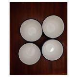 Set of 4 Enamel Bowls, 16 Oz Classic Round Cereal Bowl with Blue Rim, Vintage Enamelware for Salad, Soup, Fruit, Oatmeal