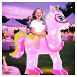 Inflatable Unicorns Costume for Kids Riding on Unicorns Blows Up Costumes for Girls 6-8 8-10 Funny Halloween Parties Cosplay Dress Easter, Thanksgiving Cosplay Events Party - Retail: $40