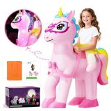 Inflatable Unicorns Costume for Kids Riding on Unicorns Blows Up Costumes for Girls 6-8 8-10 Funny Halloween Parties Cosplay Dress Easter, Thanksgiving Cosplay Events Party - Retail: $40