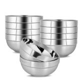 10pcs 304stainless Steel Kids Bowls, 5inches 15 Ounce Stainless Steel Kids Bowls, Double-Walled Metal Serving Dishes Uses For Sauces, Rice, Noodle, Ice Cream