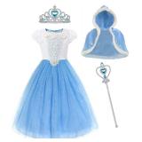 Cinderella Princess Dress Girls Snow White Fancy Party Costume Halloween Dress Up Outfit Size 120, 4-5 Years, Blue - Retail: $18